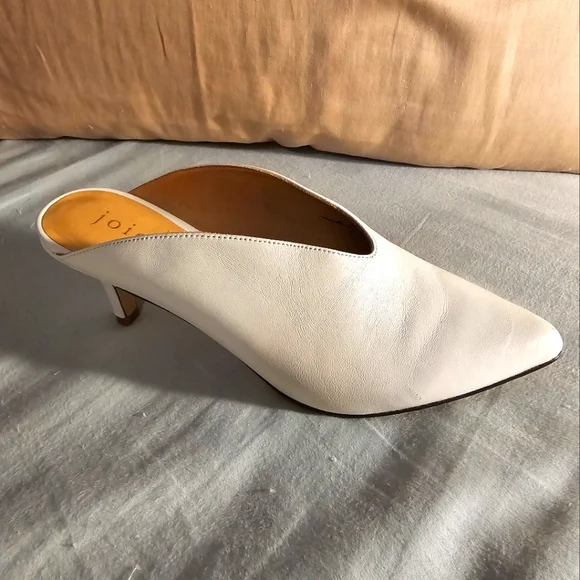 Joie White Leather Pointed Kitten Heels - Size 7 - Picture 2 of 11